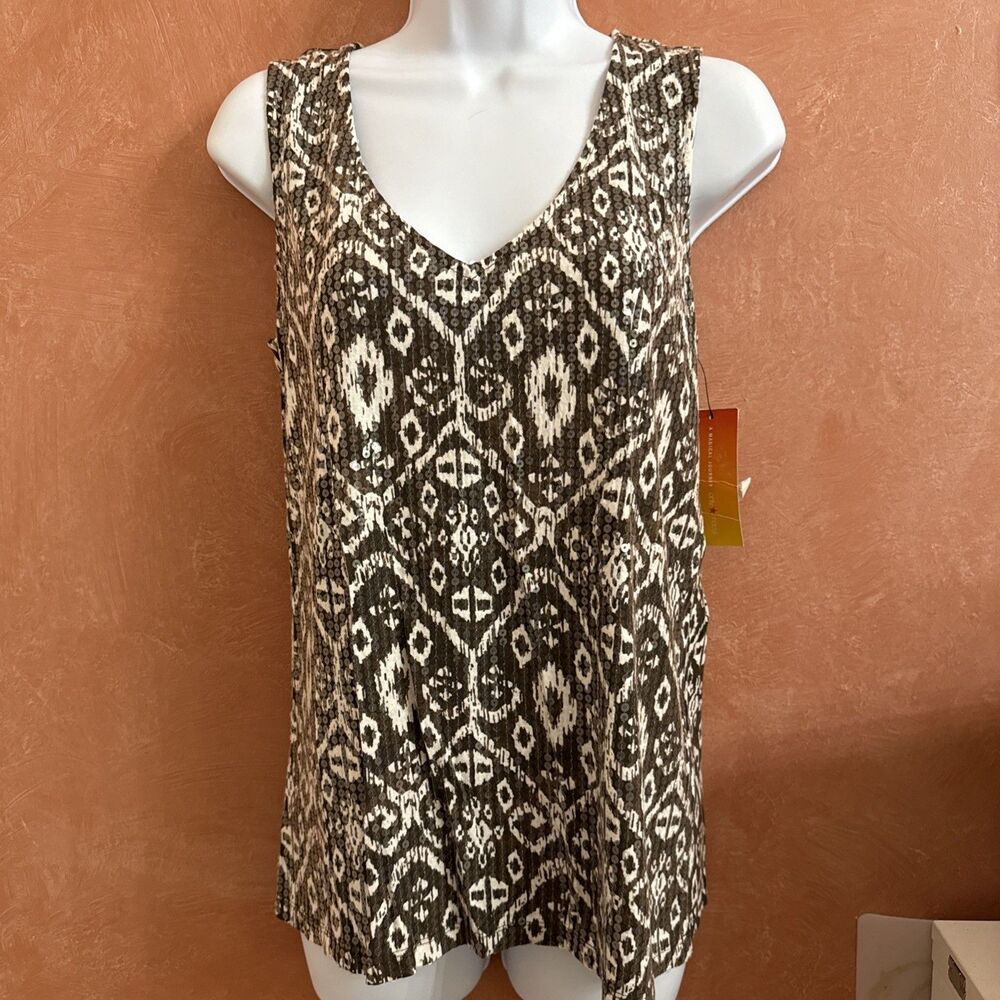 charter club womens tops new Tank Top With Sequins On Front Size Medium